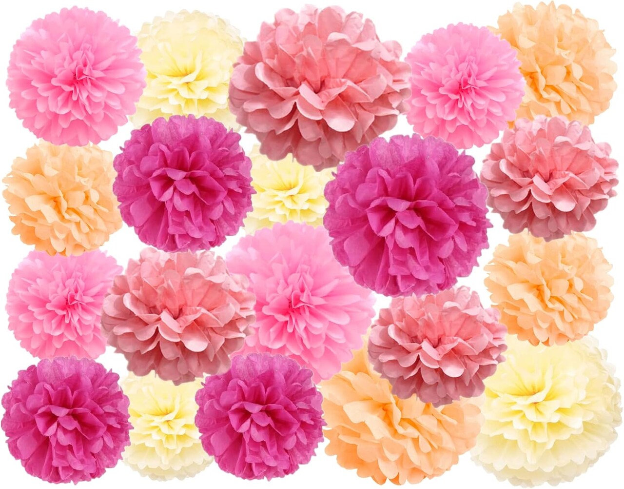20 Pcs Paper Pom Poms Kit Decor, Tissue Paper Flowers for Birthday, Wedding, Bachelorette, Baby Shower, Girl Nursery Decoration (Pink Mix)